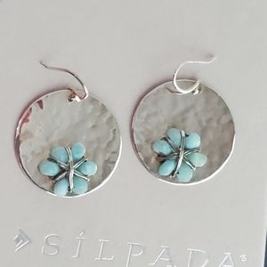 Silpada Sterling 925 Quartzite Flower Blossom Disc Earrings
